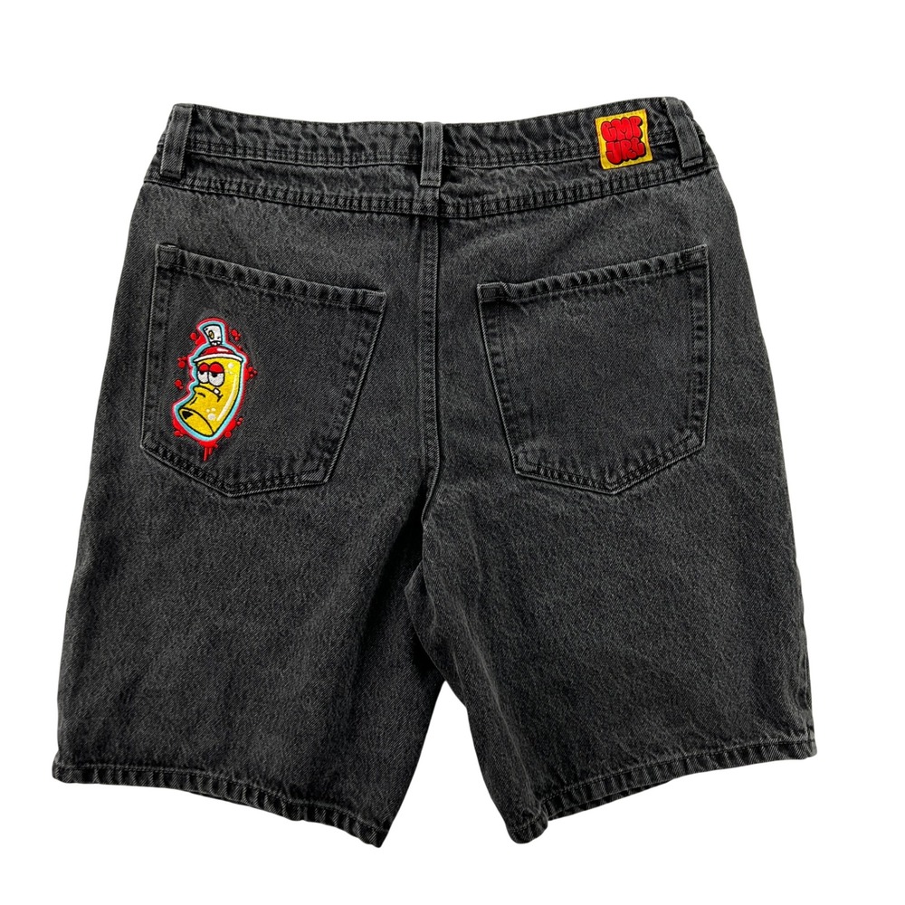 Empyre Schmutz Paint Can Mens 32 Black Denim Jean Shorts Charcoal Wash Jorts Y2K